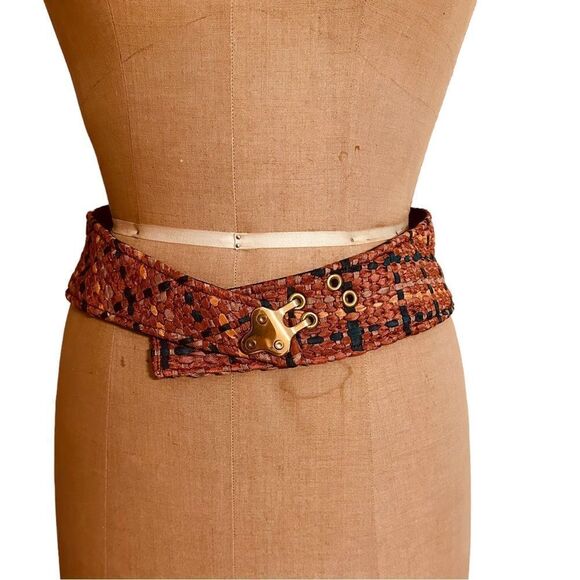 Toni A. Lowenthal Orange and Teal Woven Ribbon Belt Wearable Art - Picture 3 of 10